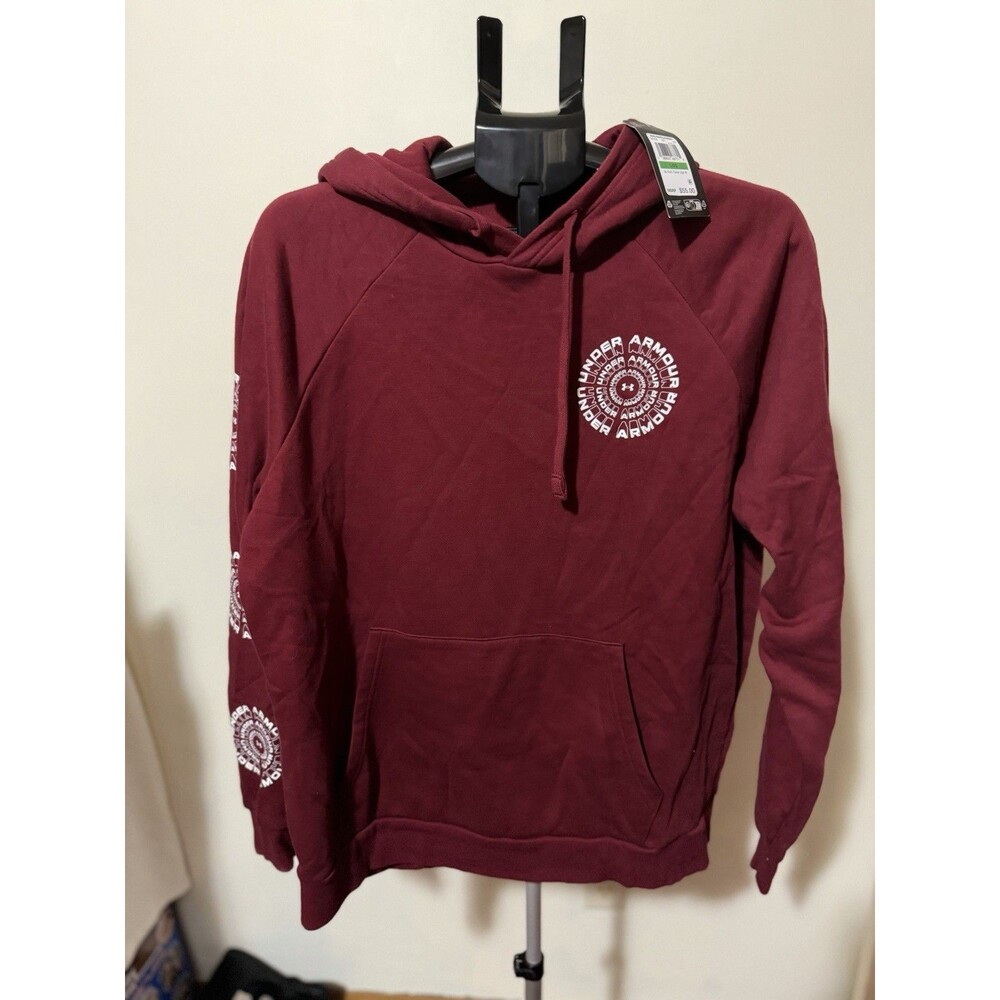 Under Armour Rival Fleece Logo Hoodie Burgundy Men's Size L Graphic Print